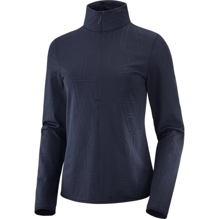 Navy Salomon Essential Lightwarm Half Zip Women's Jackets | IE YC8017